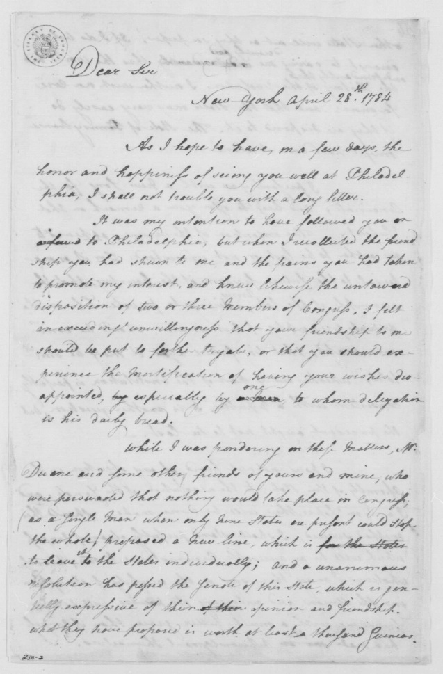 to George Washington, April 28, 1784