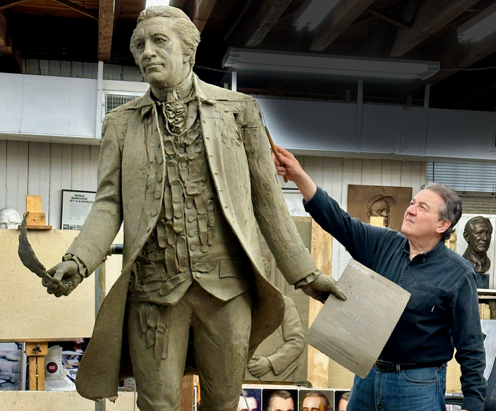 Zenos Frudakis, a world-famous sculptor, at work capturing Thomas Paine’s essence.