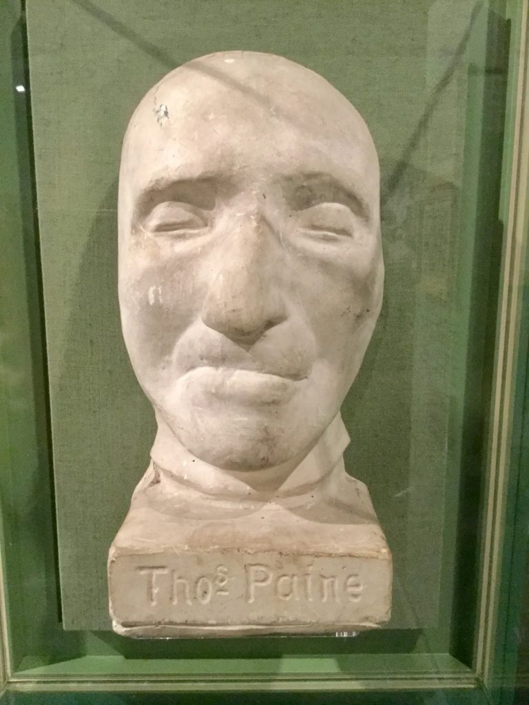 “Thomas Paine’s Death Mask,” taken from Paine’s face after 1809 death and displayed at the Ancient House Museum in Thetford, Norfolk, UK - Photo from ‘Ordinary Philosophy’