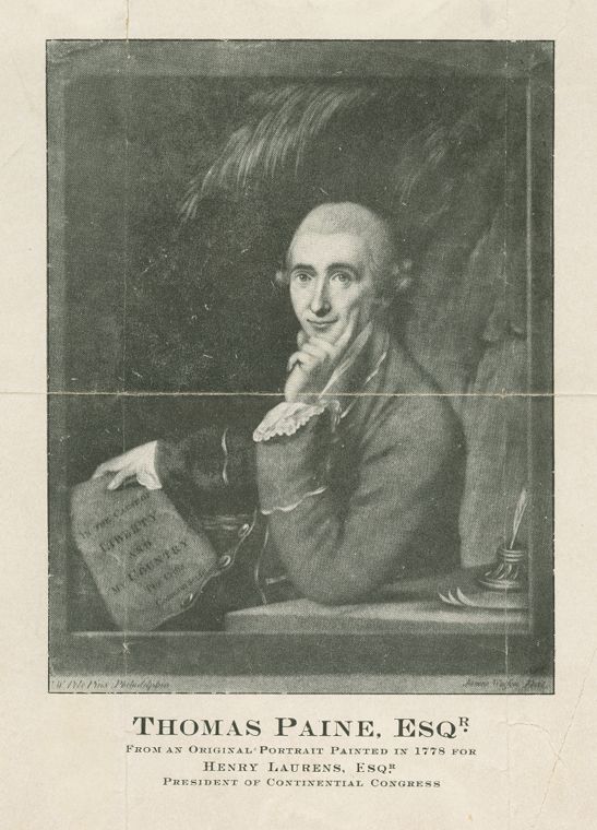 “Thomas Paine” is a 1793 James Watson engraving based on confiscated Charles Willson Peale portrait