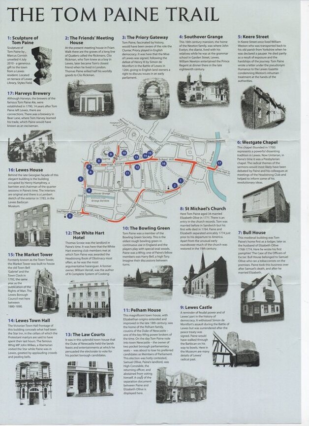 The Tom Paine Trail guides visitors to various sights around Lewes, England - Lewes District Council