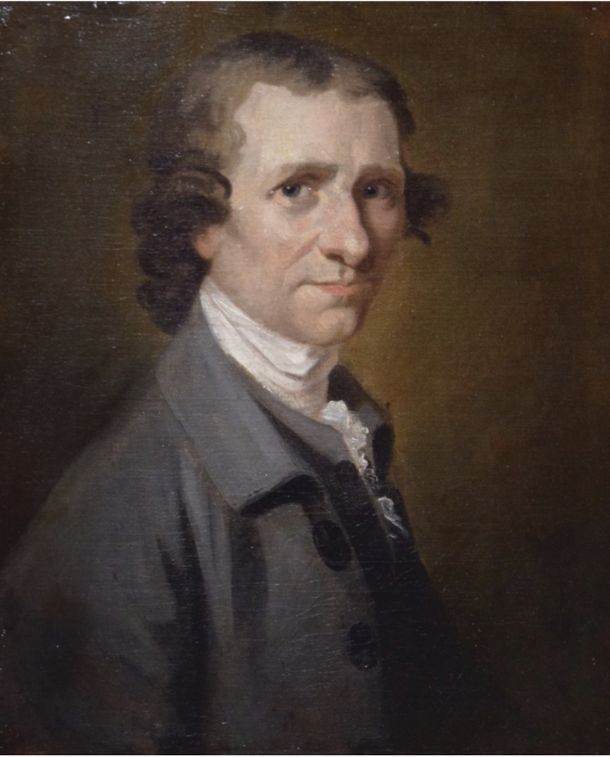 Thomas Paine portrait circa 1800 attributed to English painter and Paine friend George Romney. It is possible that this painting is the famous 'lost' portrait by Romney - 
