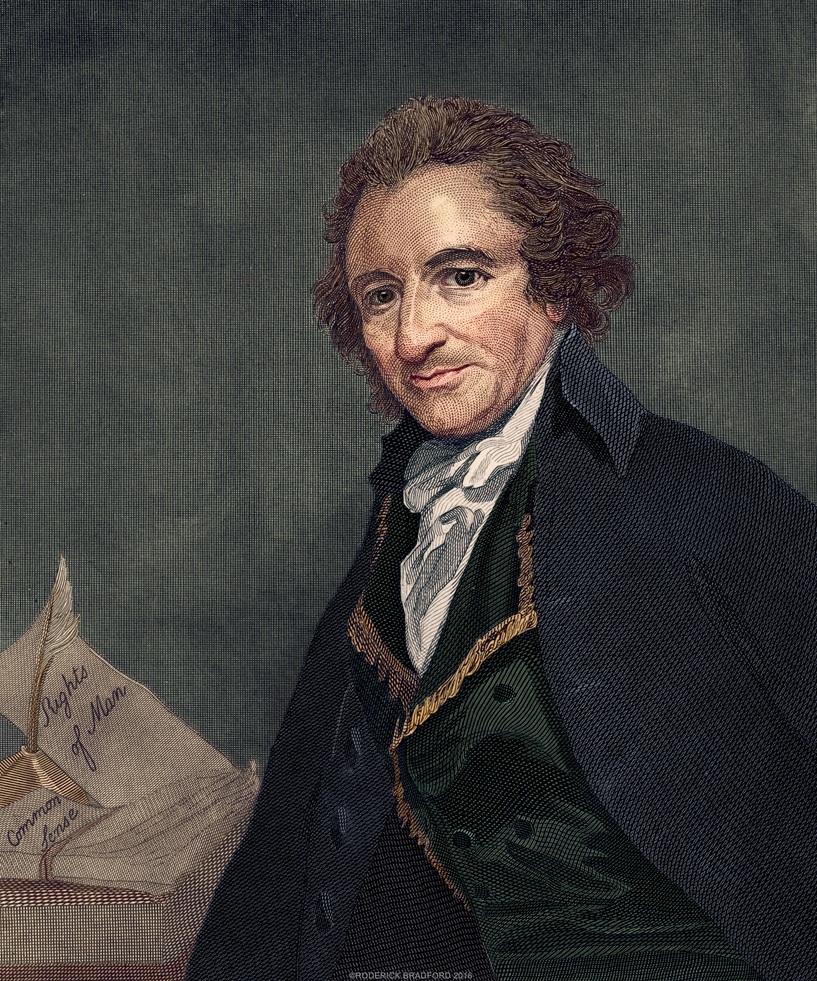 Painting of Thomas Paine colorized by Rod Bradford of the Truth Seeker and used with his permission.