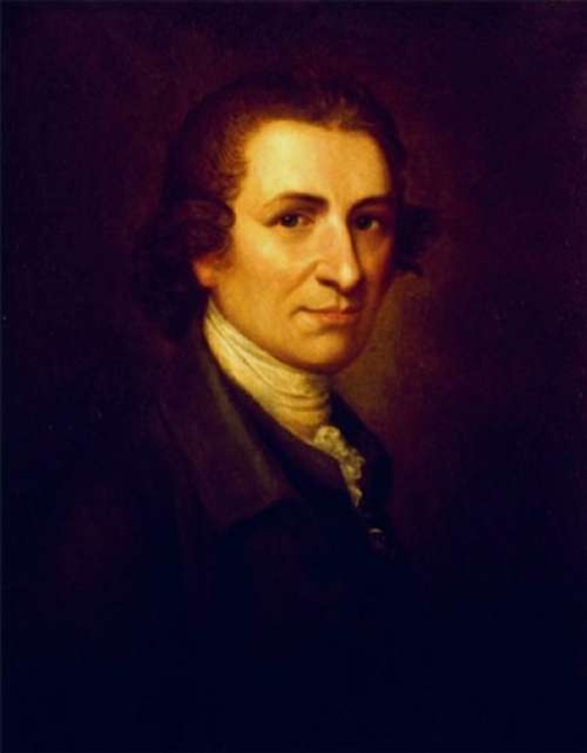 Thomas Paine portrait by American painter Matthew Pratt (1734-1805) created circa 1790, housed at Lafayette College and part of the Smithsonian Institution's collection. 