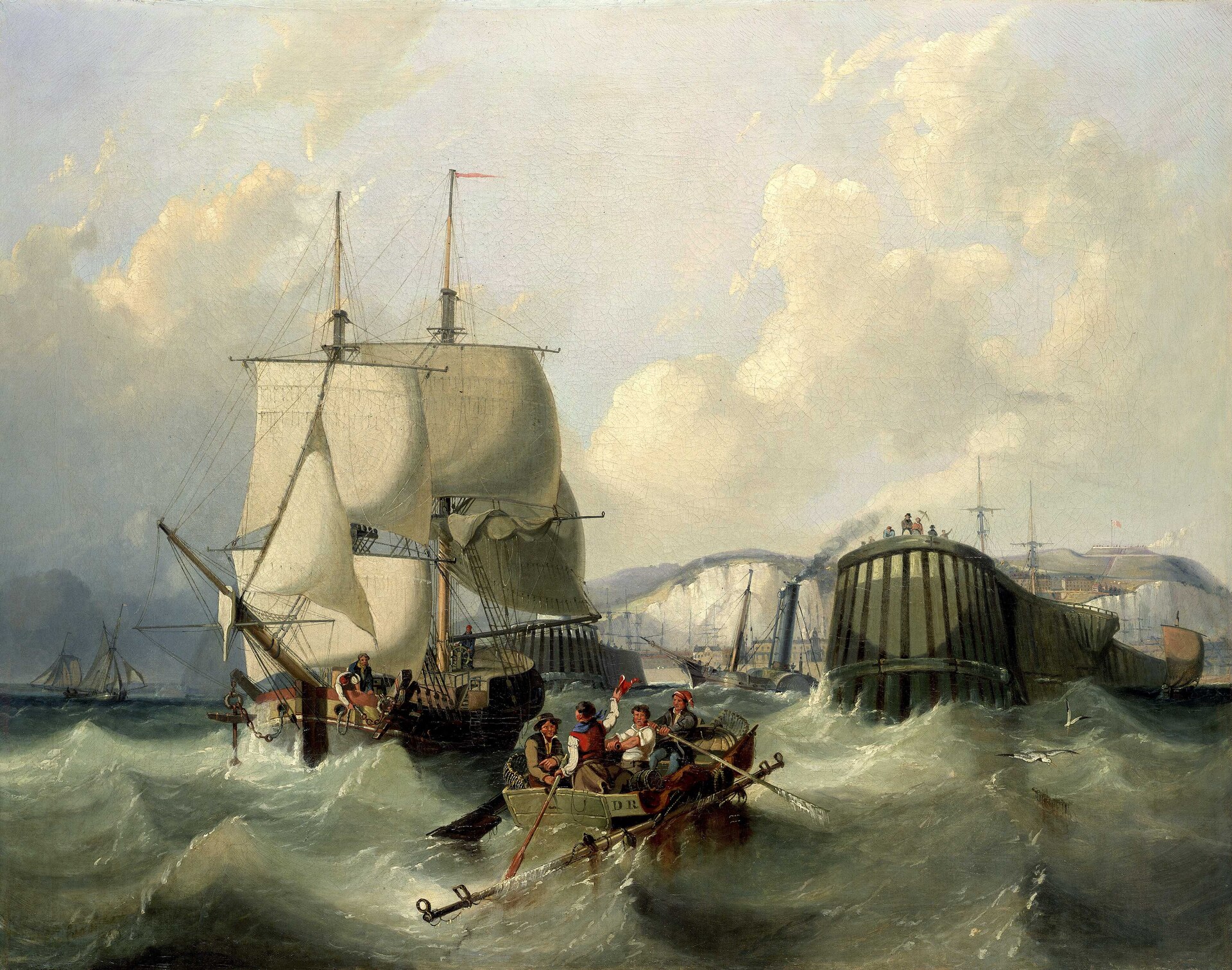 Paine fled impending arrest through the port Dover, England and left his home country for the last time. This is a painting from the mid-1830s of "A Brig Leaving Dover" by George Chambers - Royal Museums Greenwich