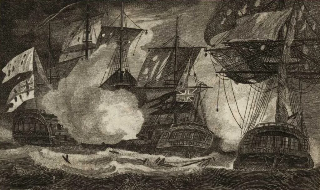 Paine left his apprenticeship to become a privateer, a form of state-sanctioned piracy. His first attempt was in 1756 when he tried to join the crew of the privateering ship called the Terrible, which was commanded by Captain William Death with a man named Devil for lieutenant and Ghost for surgeon. The ship was equipped at Execution dock. Paine’s father persuaded him not to go at the last minute. One month later, the Terrible was in a ferocious battle with a French privateer named Vengeance, which resulted in the death of 174 of the 200 crew members including Captain Death. The surviving 26 privateers were taken captive by the French along with the ship - National Maritime Museum, Greenwich, London