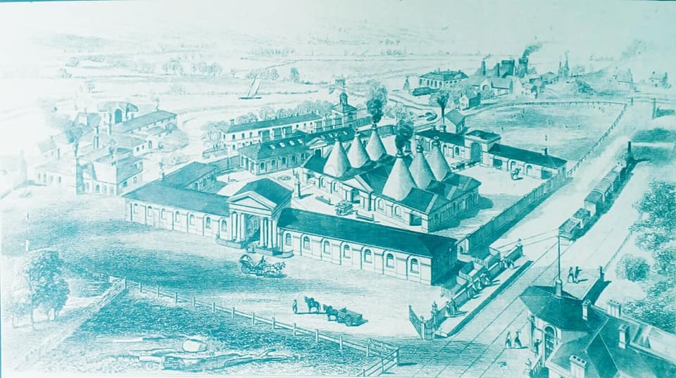 This drawing shows part of the Walkers iron works station and blast furnace - Rotherham Cannon Heritage Society