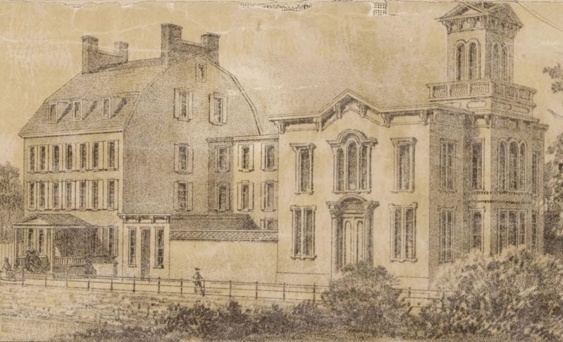 Paine lived in Bordentown between 1778 and 1787 (one of the longest residences in his life) with his close friend Colonel Joseph Kirkbride at 2 Farnsworth. He had a room on the second floor of a large house, and it was there he worked on his famous bridge. A statue of Paine was erected in 1996 near this property where his horse Button grazed. This house became a hotel and then the first female college in the country. It burned to the ground around 1900 - Bordentown Historical Society